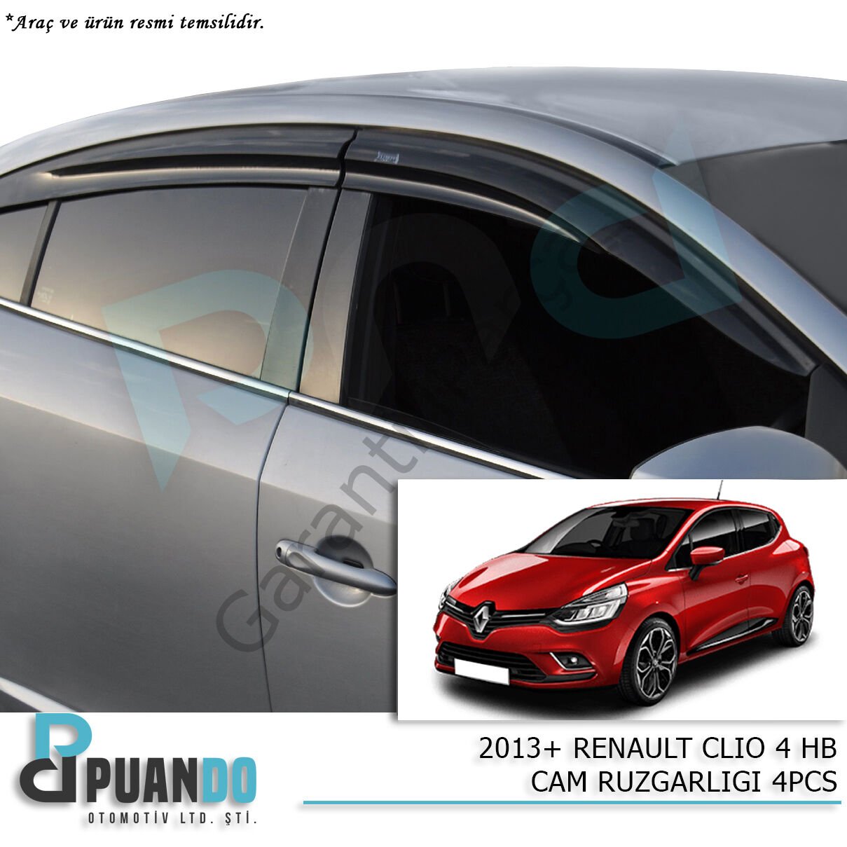 2013+ RENAULT CLIO 4 HB CAM RUZGARLIGI 4PCS