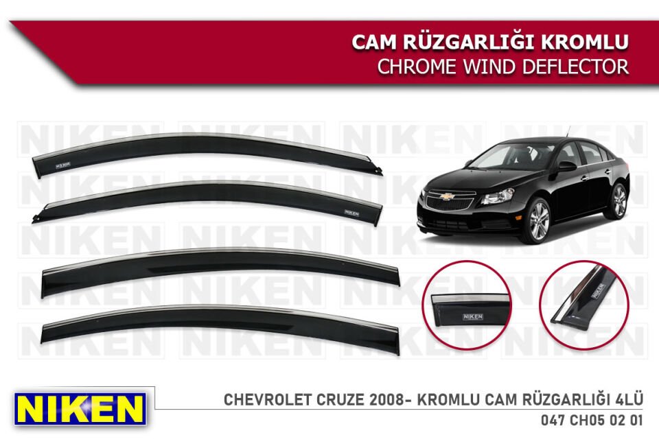 CHEVROLET CRUZE 2008- KROMLU CAM RÜZGARLIĞI 4LÜ