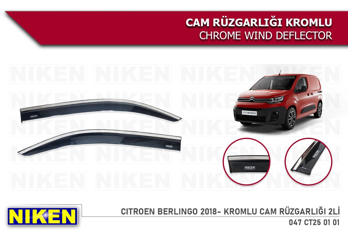 CITROEN BERLINGO -RIFTER 2018- KROMLU CAM RÜZGARLIĞI 2Lİ
