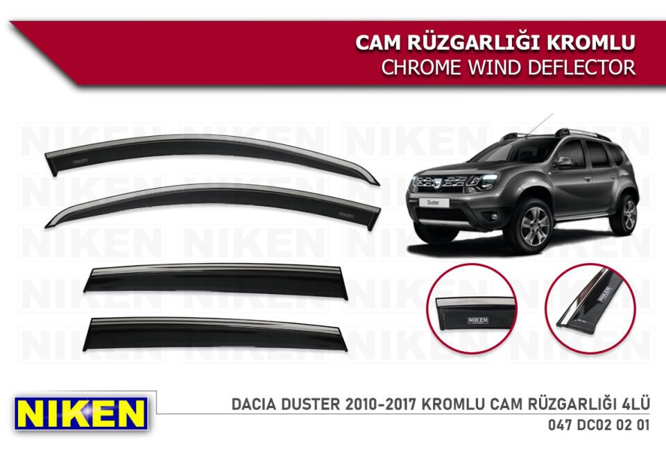 DACIA DUSTER 2010-2017 KROMLU CAM RÜZGARLIĞI 4LÜ