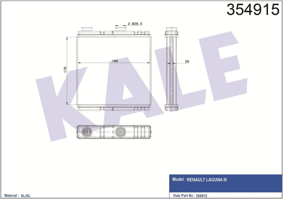 RENAULT LAGUNA III 07- KALORIFER RADYATÖRÜ 271150001R KALE