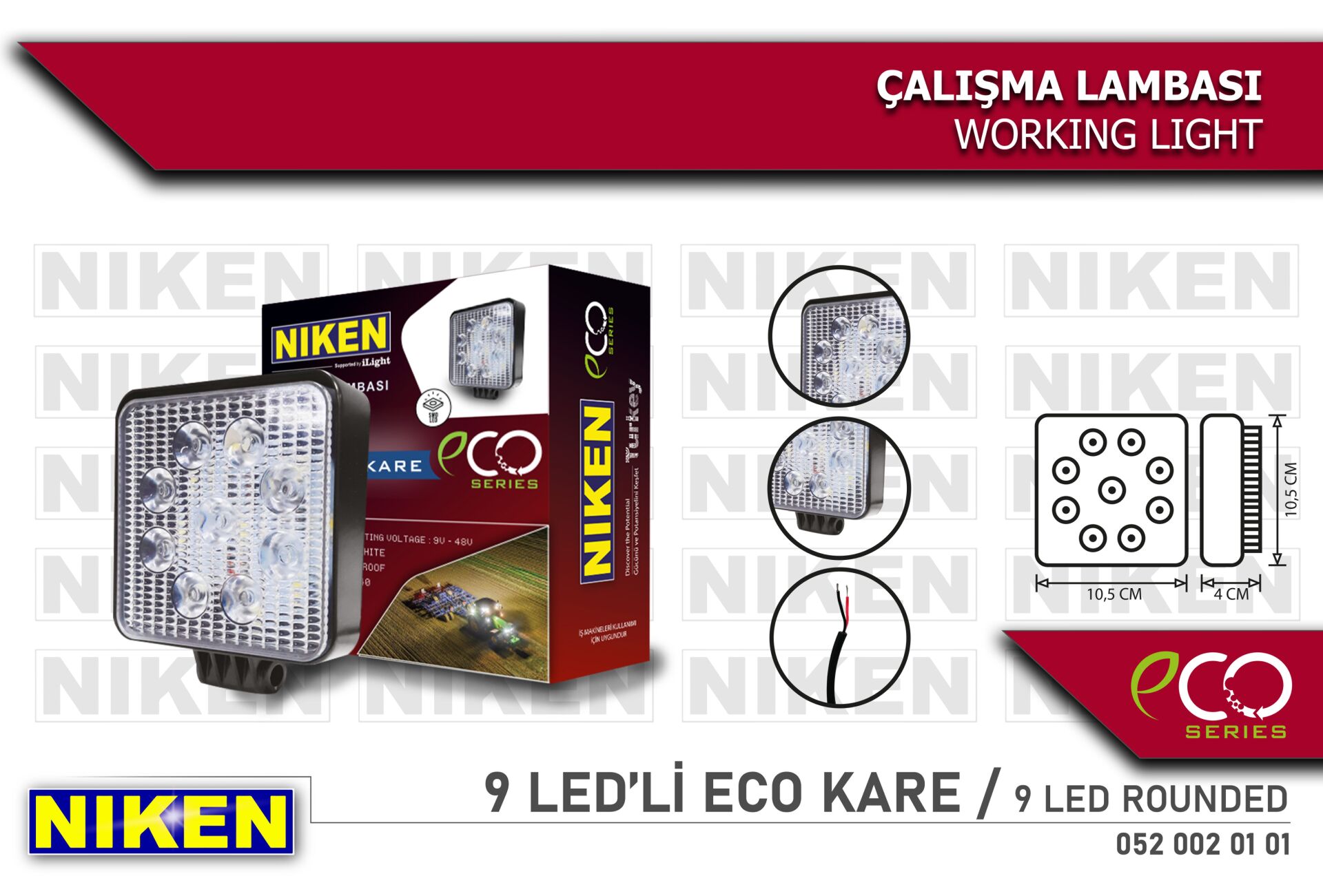 ÇALIŞMA LAMBASI ECO 16 LED KARE