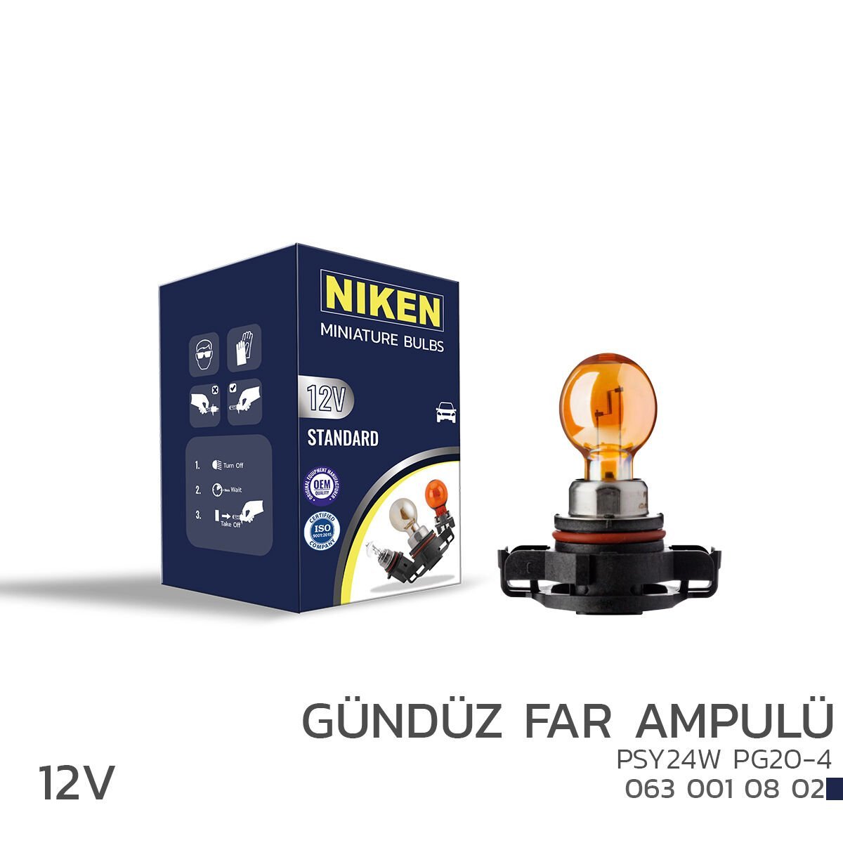 NIKEN 12V PS24W GÜNDÜZ FAR AMPULÜ (PG20-3) 10LU