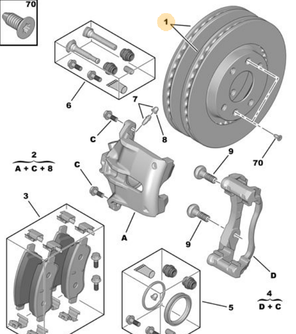 PEUGEOT 301/307/207/208/PARTNER/C-ELYSEE/CACTUS/C3 04- FREN DISKI ÖN 4249.G1 1647868480 OE-PSA 2'li Paket