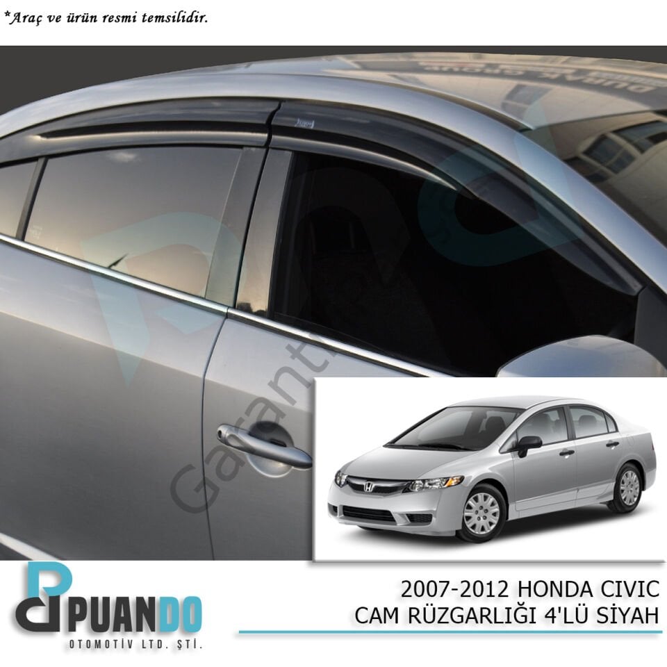 2007-2012 HONDA CIVIC CAM RUZGARLIGI 4PCS SIYAH