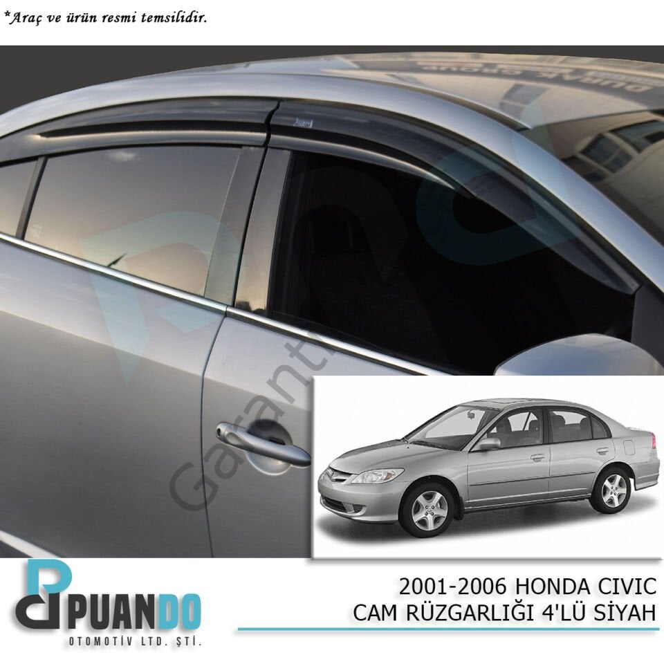 2001-2006 HONDA CIVIC CAM RUZGARLIGI 4PCS SIYAH