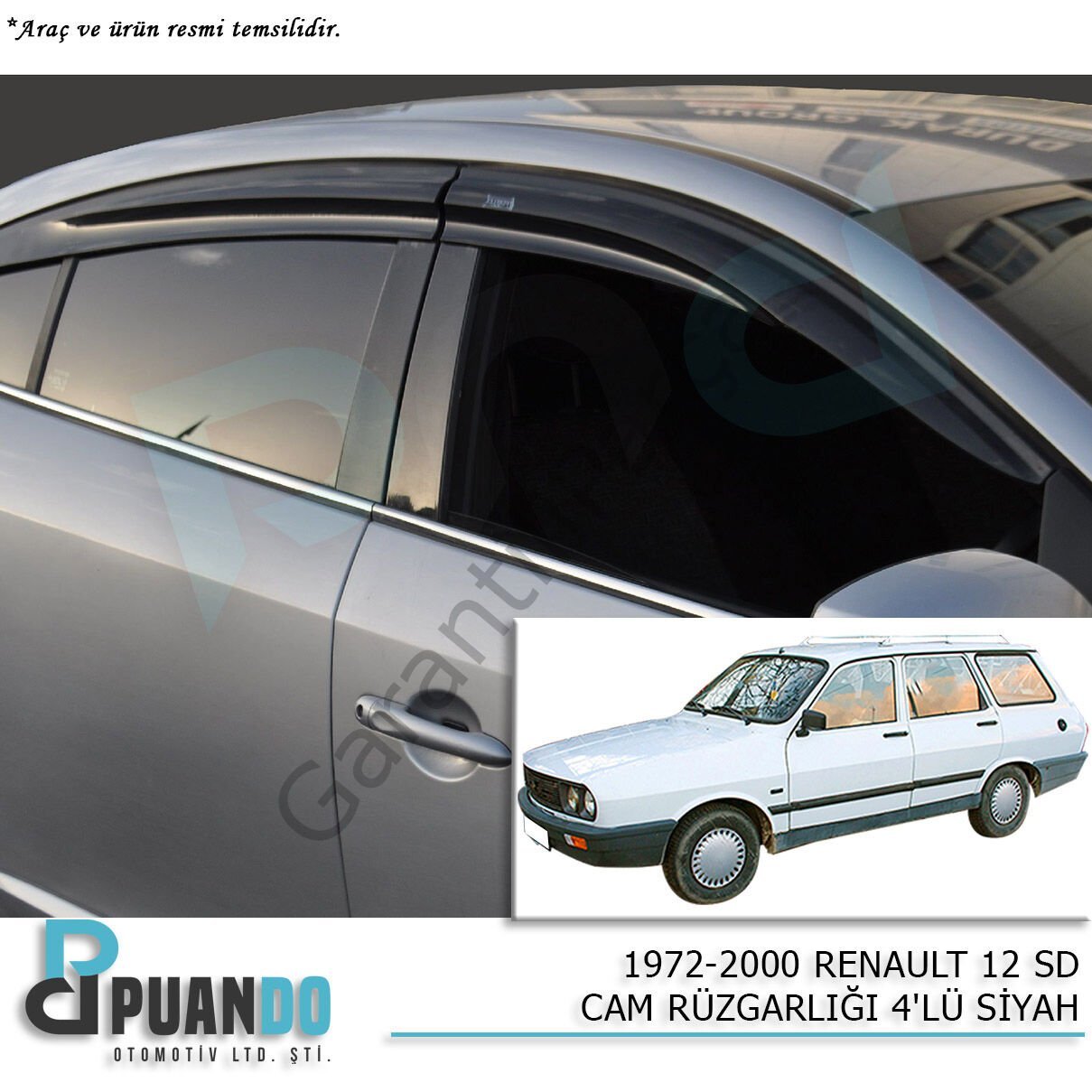 1972-2000 RENAULT 12 SD CAM RUZGARLIGI 4PCS SIYAH