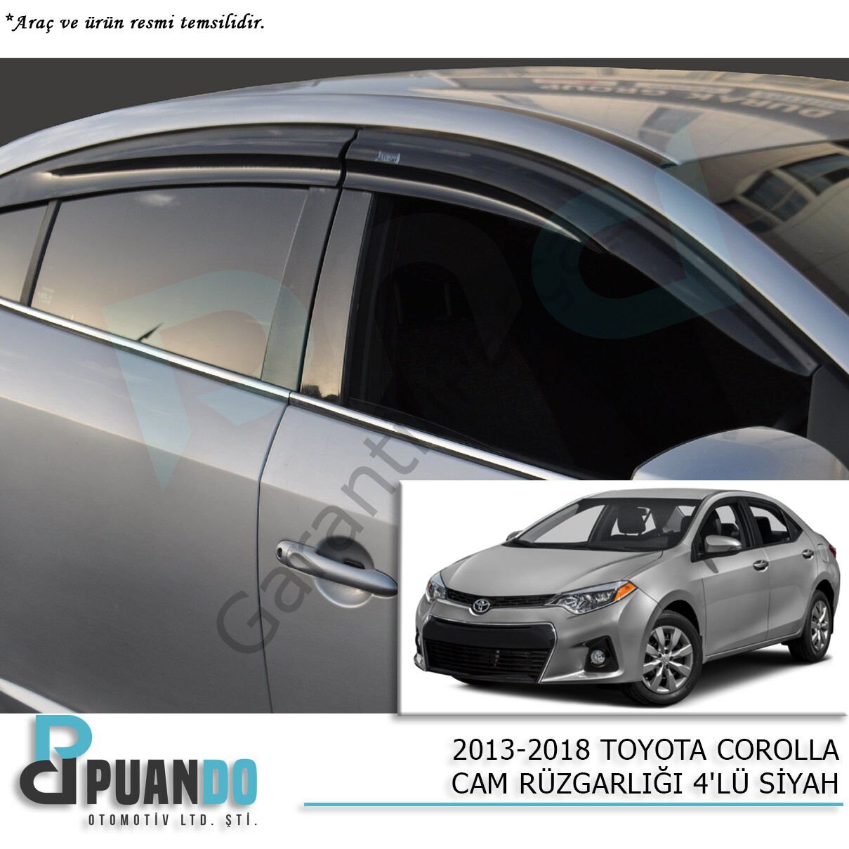 2013-2018 TOYOTA COROLLA CAM RUZGARLIGI 4PCS SIYAH