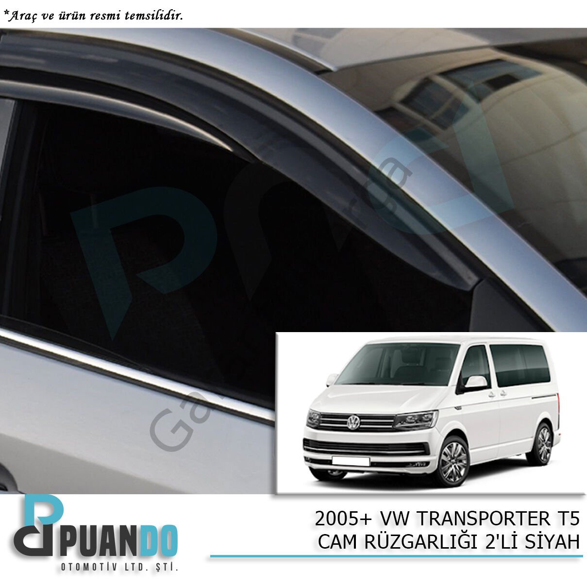 2005+ VW TRANSPORTER T5 CAM RUZGARLIGI 2PCS SIYAH