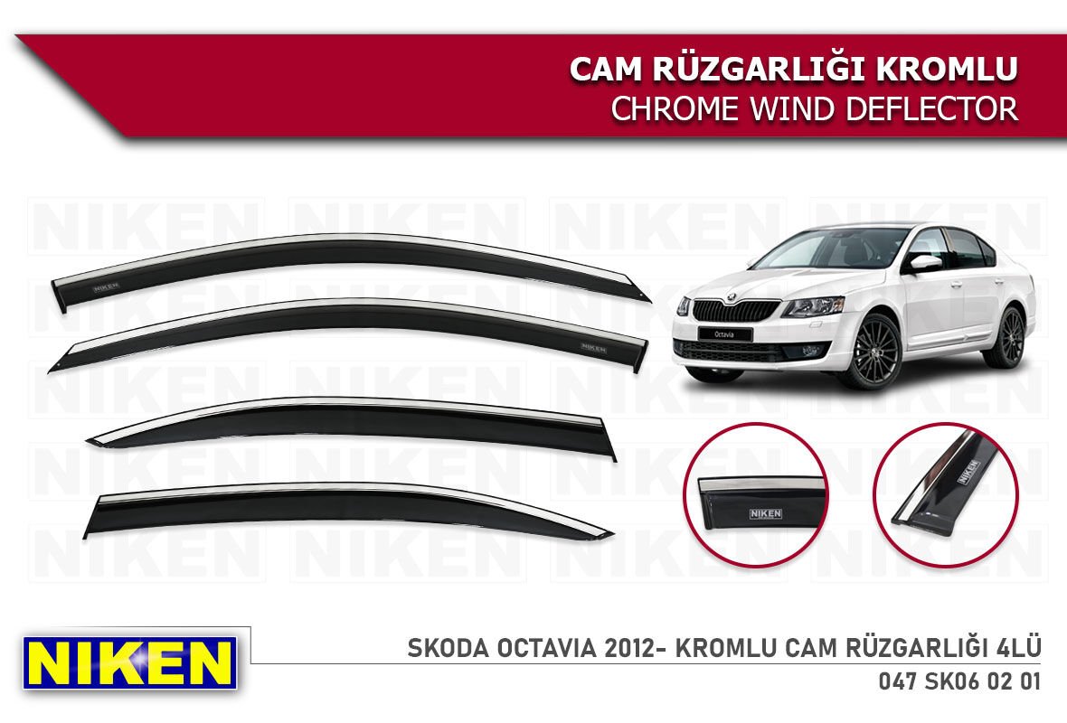 SKODA OCTAVIA 2012- KROMLU CAM RÜZGARLIĞI 4LÜ