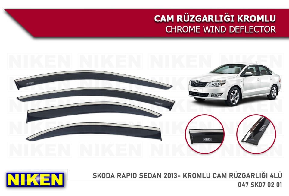 SKODA RAPID SEDAN 2013- KROMLU CAM RÜZGARLIĞI 4LÜ