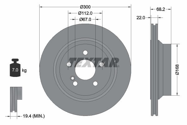 MERCEDES-BENZ W204-211-219-212 02- FREN DISKI ARKA A2114230912 TEXTAR 2'li Takım