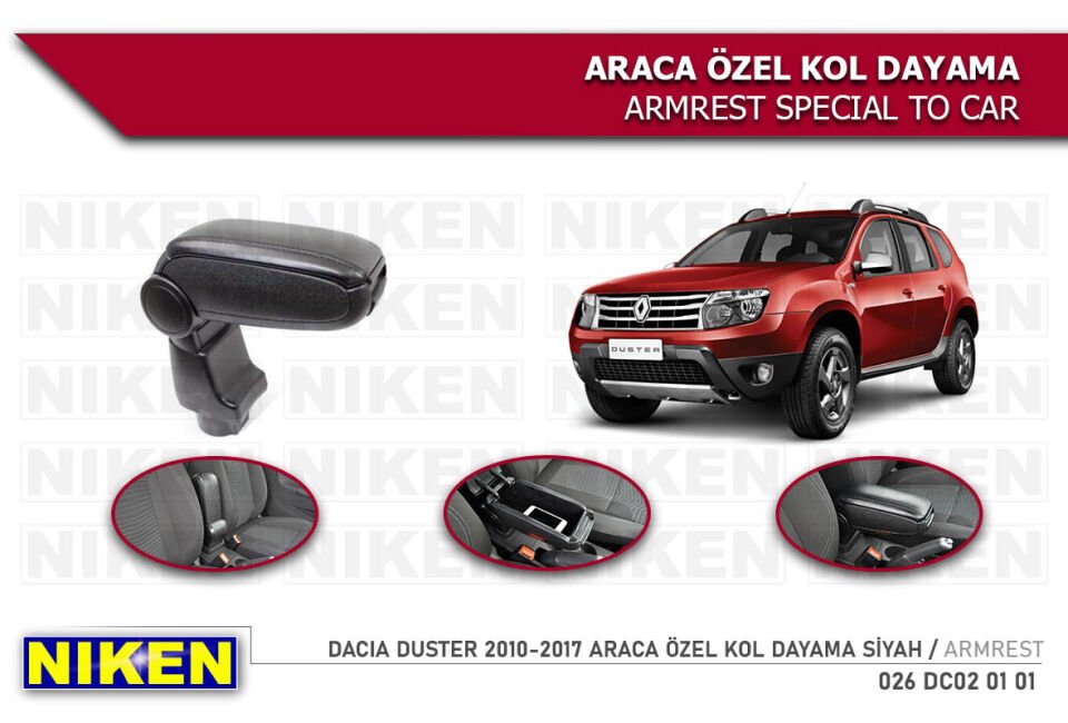 DACIA DUSTER 2018- ARACA ÖZEL KOL DAYAMA SİYAH