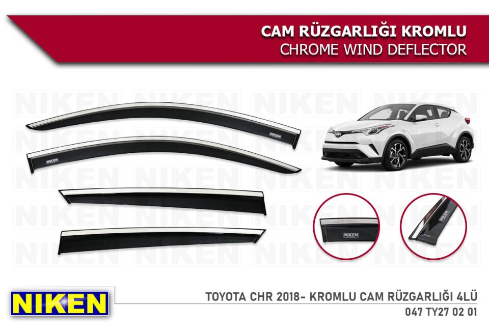 TOYOTA CHR 2018-2023 KROMLU CAM RÜZGARLIĞI 4LÜ
