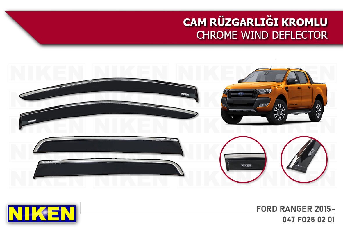 FORD RANGER 2015- KROMLU CAM RÜZGARLIĞI 4LÜ