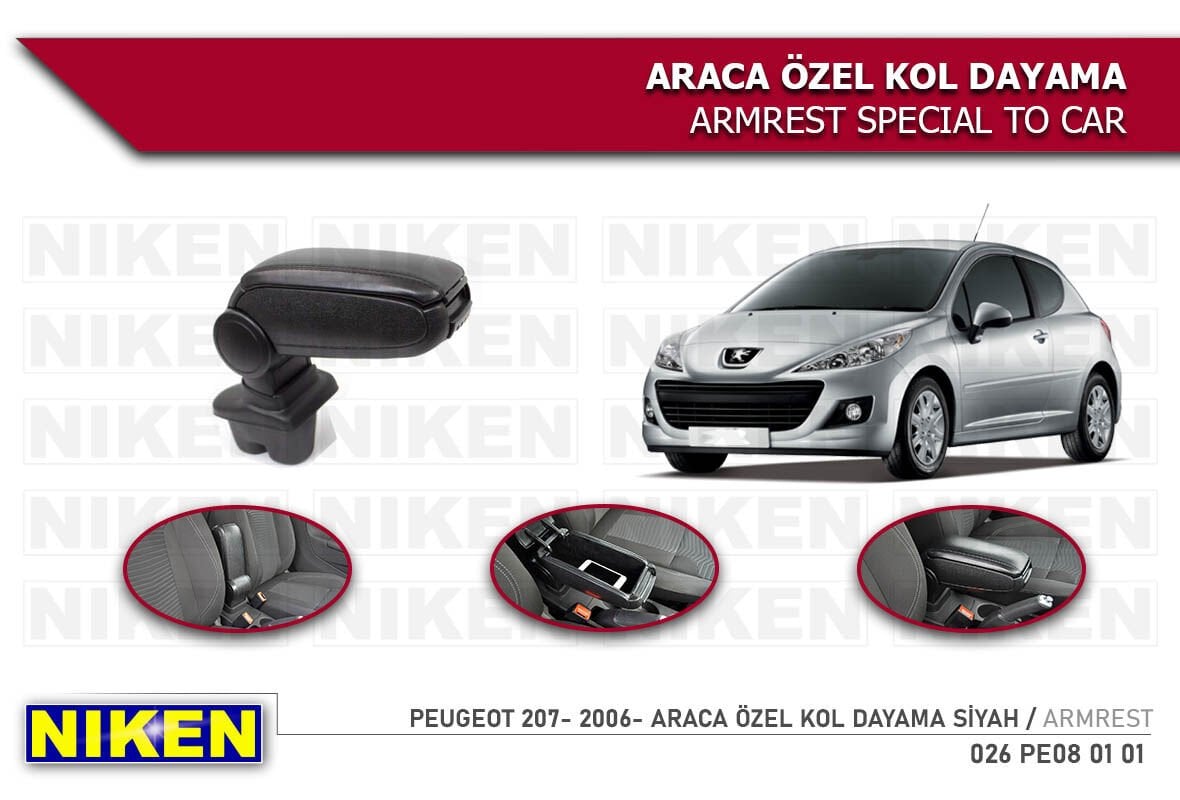PEUGEOT 208 2012- ARACA ÖZEL KOL DAYAMA SİYAH