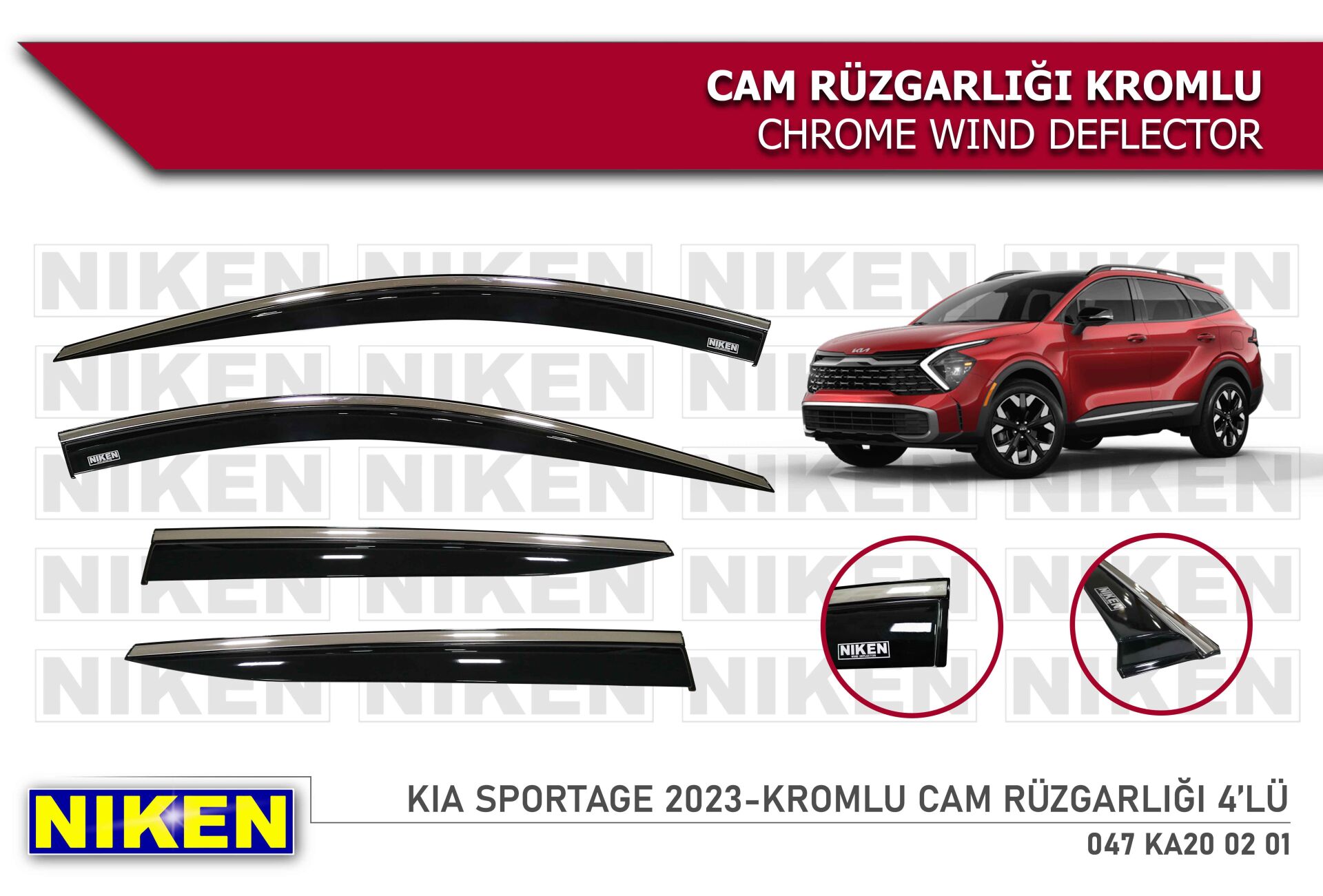 KIA SPORTAGE 2023- KROMLU CAM RÜZGARLIĞI 4LÜ