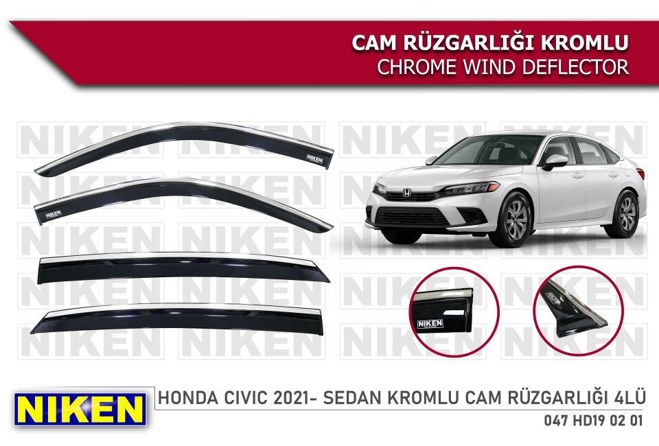 HONDA CIVIC 2021- SEDAN KROMLU CAM RÜZGARLIĞI 4LÜ