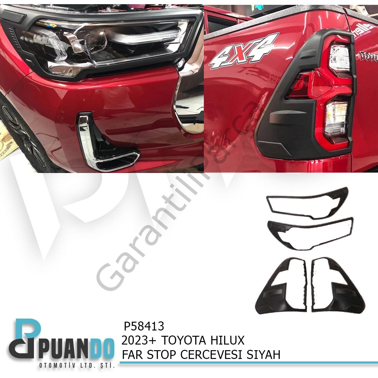 2023+ TOYOTA HILUX FAR STOP CERCEVESI SIYAH