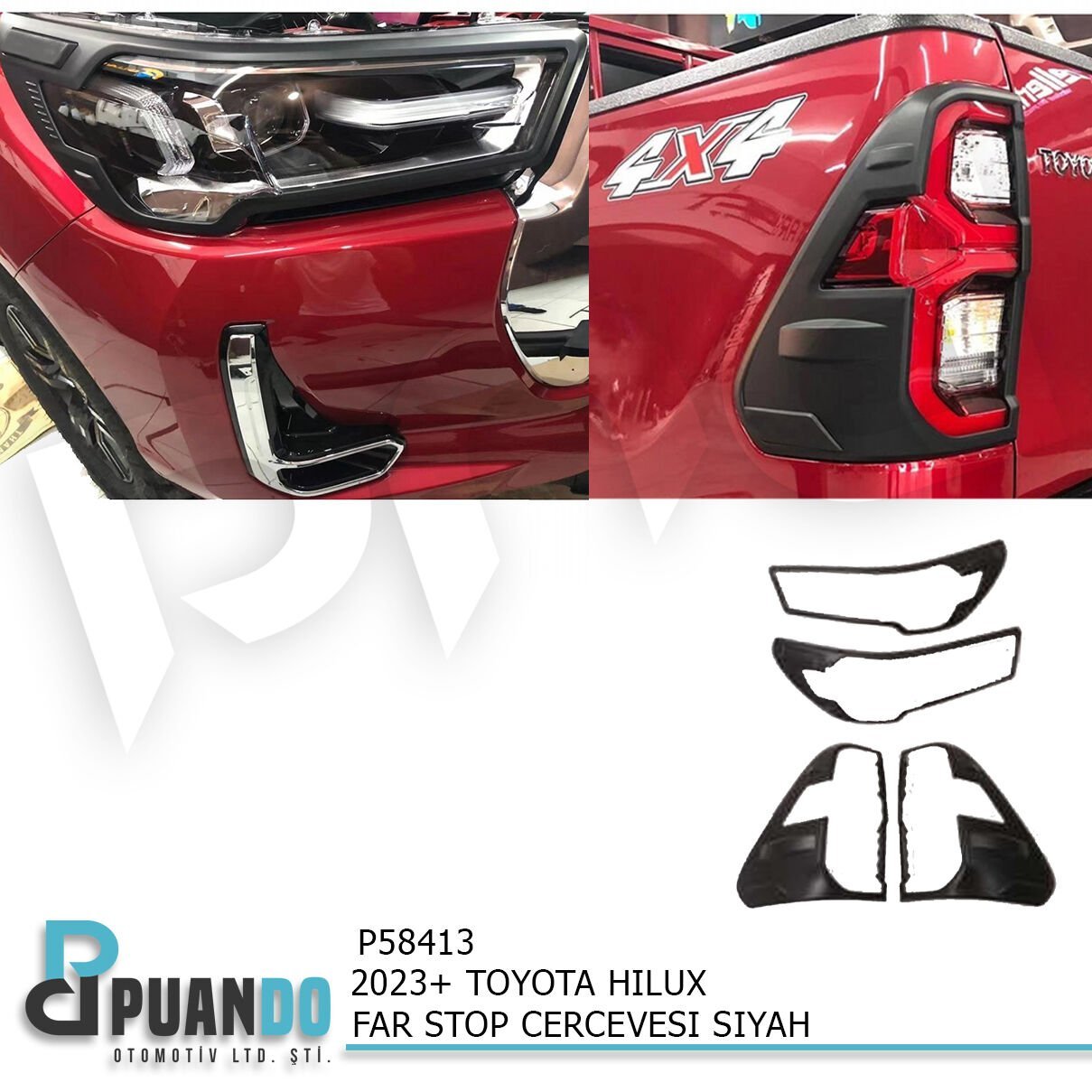 2023+ TOYOTA HILUX FAR STOP CERCEVESI SIYAH