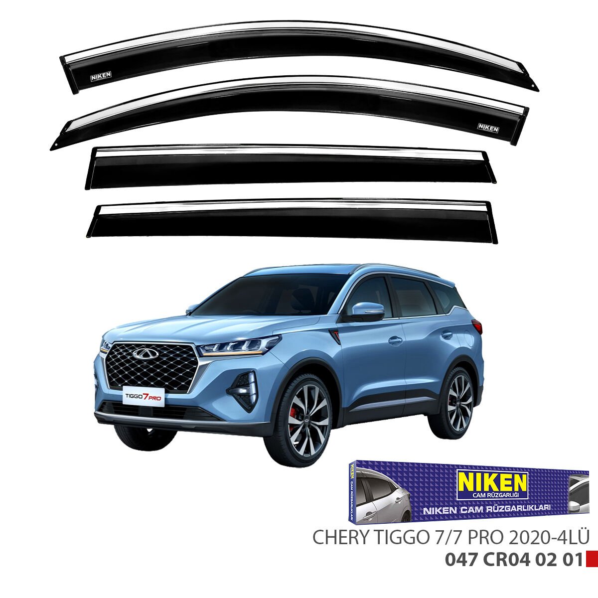 CHERY TIGGO 7/7 PRO 2020- KROMLU CAM RÜZGARLIĞI 4LÜ