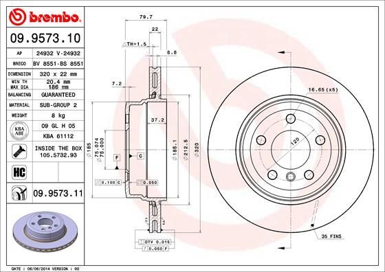 BMW X3 E83-X3 E83 LCI 03-10 FREN DISKI ARKA 34213332217 TRW