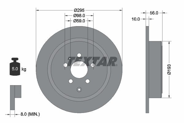 PSA PEUGEOT 806 97-02 FREN DISKI ARKA 4246J6 TEXTAR 2'li Paket