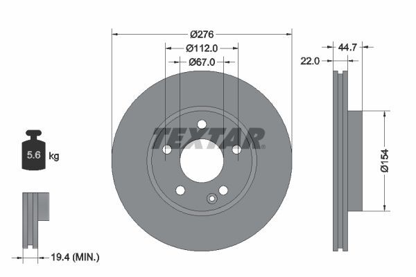 MERCEDES-BENZ W169-245 04-11 FREN DISKI ÖN A1694210812 TEXTAR 2'li Paket