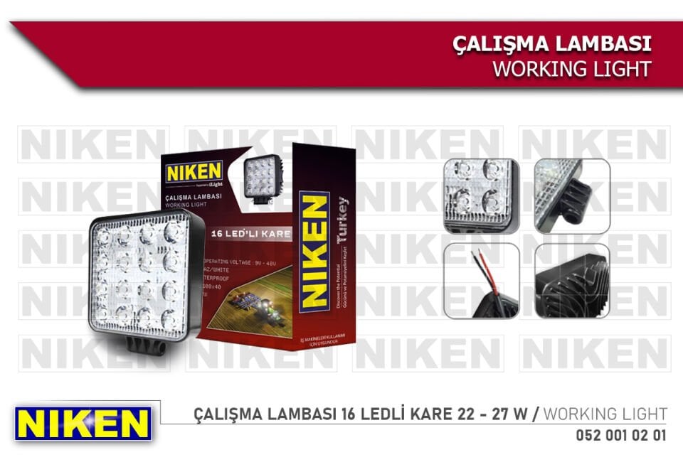ÇALIŞMA LAMBASI PRO 16 LED KARE