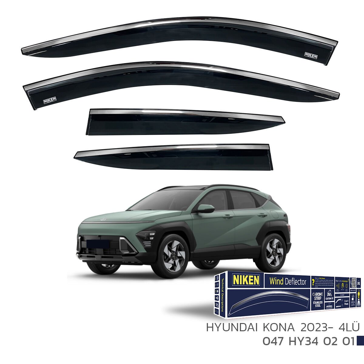 HYUNDAI KONA 2024- KROMLU CAM RÜZGARLIĞI 4LÜ