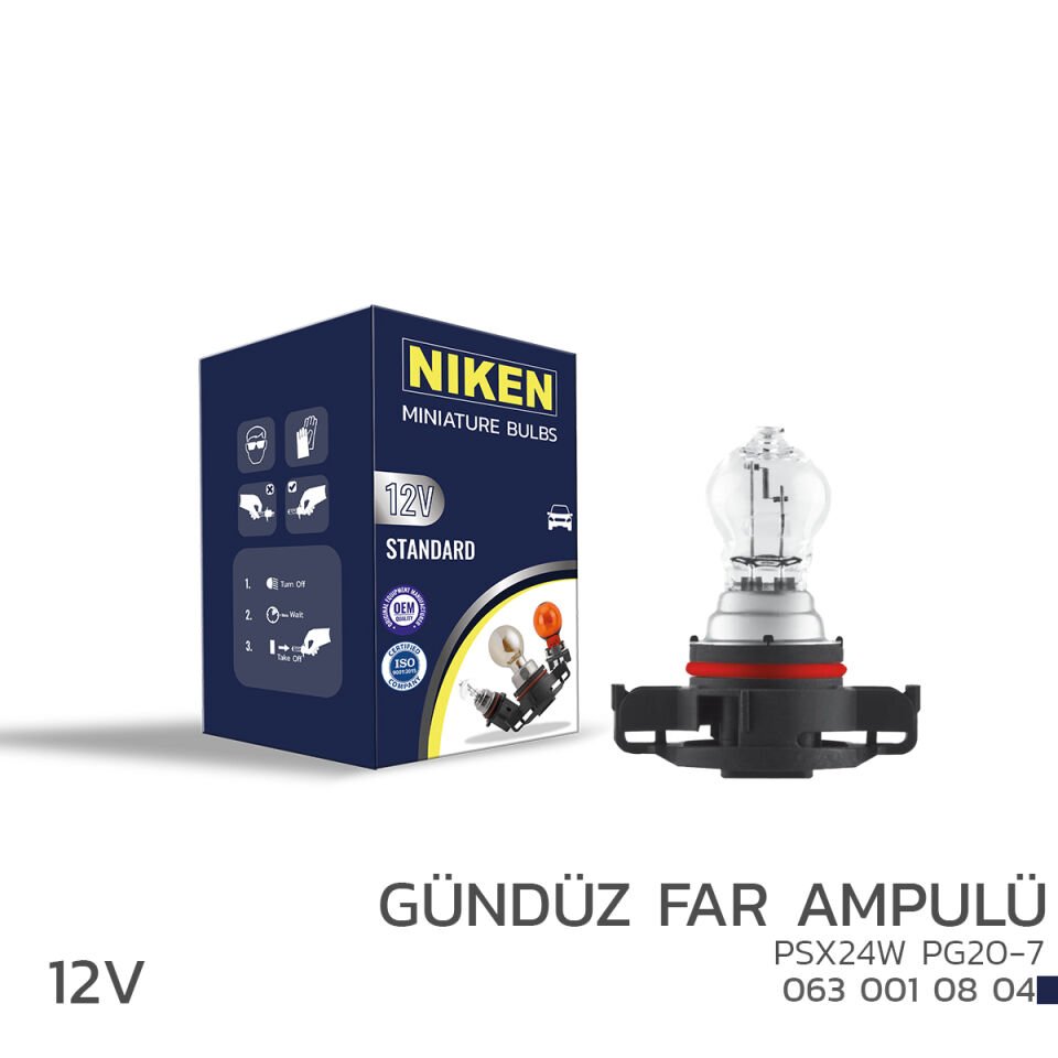NIKEN 12V PSX24W GÜNDÜZ FAR AMPULÜ (PG20-7) 10LU