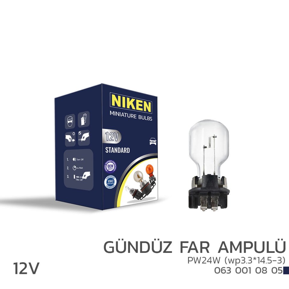 NIKEN 12V PW24W GÜNDÜZ FAR AMP (wp3.3*14.5-3) 10LU
