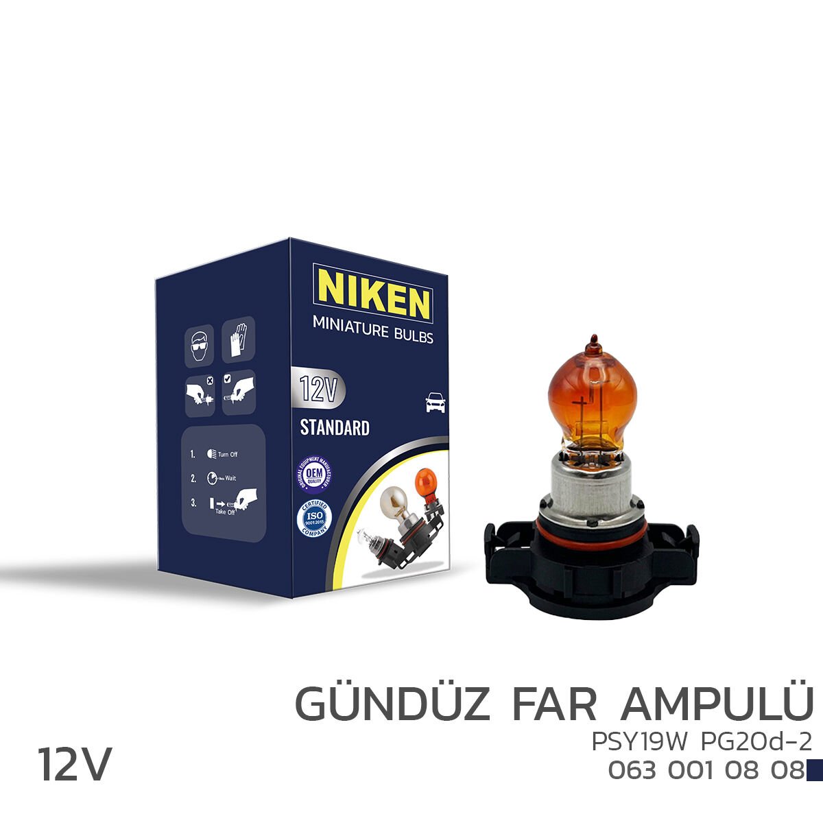 NIKEN 12V PSY19W GÜNDÜZ FAR AMP(PG20d-2)AMBER 10LU