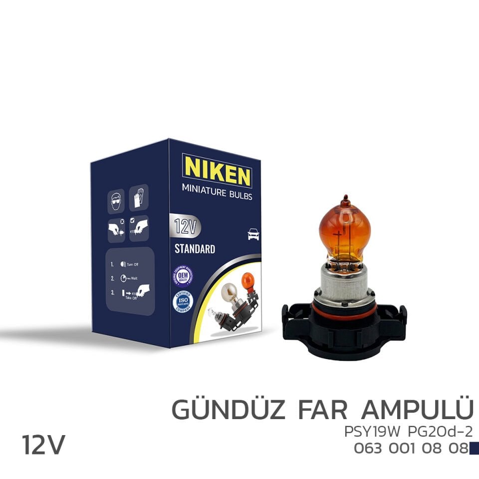 NIKEN 12V PSY19W GÜNDÜZ FAR AMP(PG20d-2)AMBER 10LU