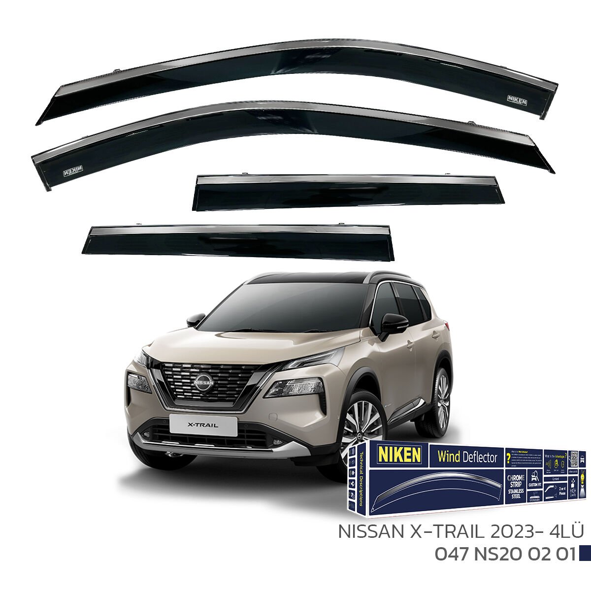 NISSAN X-TRAIL 2023- KROMLU CAM RÜZGARLIĞI 4LÜ