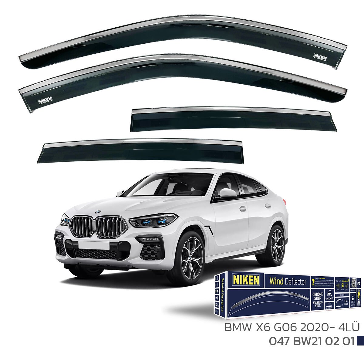 BMW X6 G06 2020 SONRASI KROMLU CAM RÜZGARLIĞI 4LÜ