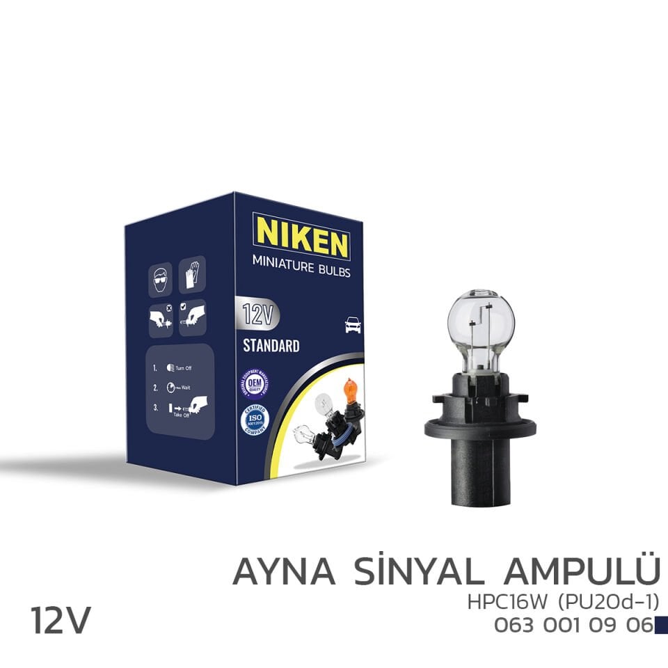 NIKEN 12V HPC16W AYNA SİNYAL AMPULÜ (PU20d-1) 10LU