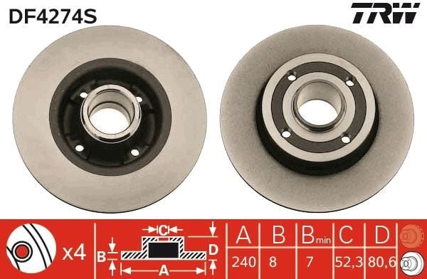 RENAULT MEGAN-II/CLIO-III 03- FREN DISKI ARKA 7701207823 TRW