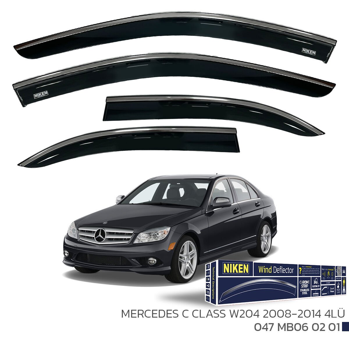 MERCEDES C LASS W204 2008-2014 KROMLU CAM RÜZGARLIĞI 4LÜ