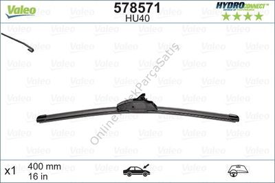 VALEO 578571 | Silecek Süpürgesi Muz Tipİ 400mm Hu40 (Hydroconnect Upgrade Klasık Tipten Muz Tipine)