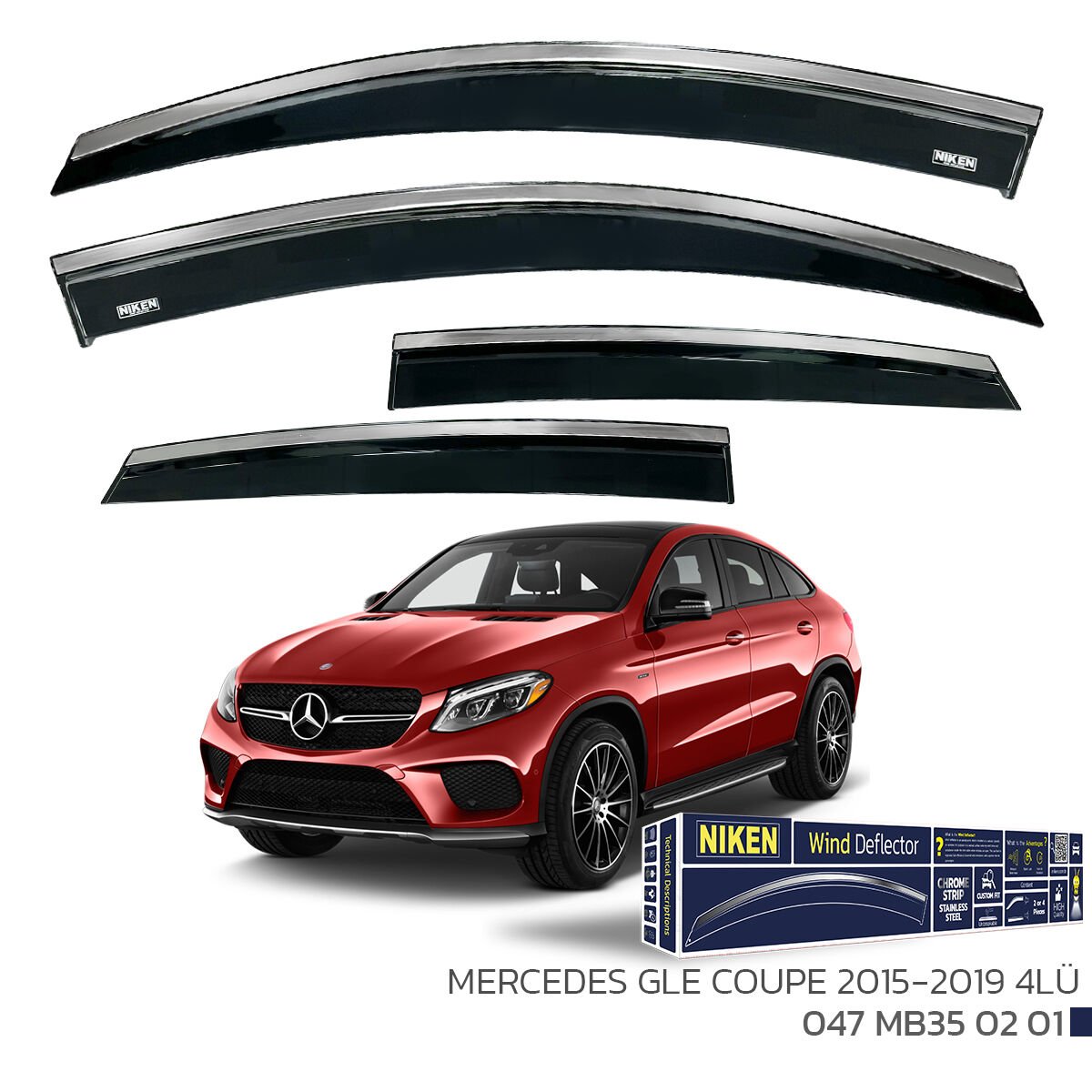 MERCEDES GLE COUPE 2015-2019 KROMLU CAM RÜZGARLIĞI 4LÜ