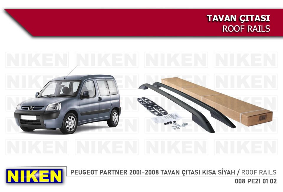 PEUGEOT PARTNER 2001-2008 TAVAN ÇITASI KISA SİYAH