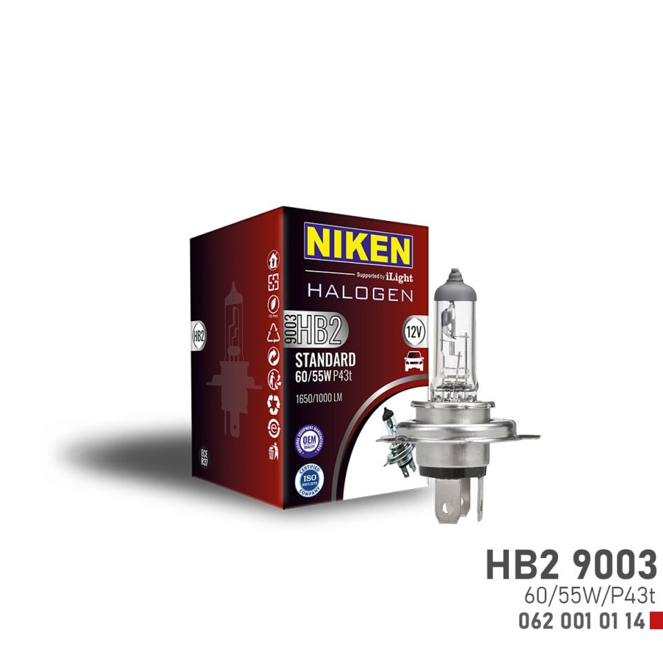 NIKEN 9003 (HB2) 60W/55W HALOJEN AMPUL P43t (12V)