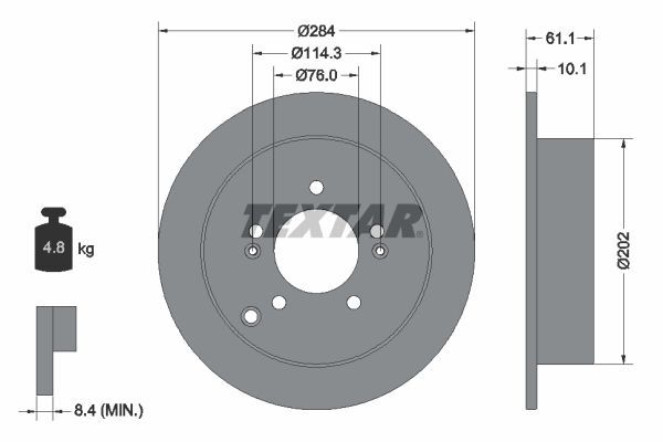 HYUNDAI IX35/TUCSON/SANTAFE/MAGENTIS/SPORTAGE 04- 04- FREN DISKI ARKA 584113A300 TEXTAR 2'li Paket