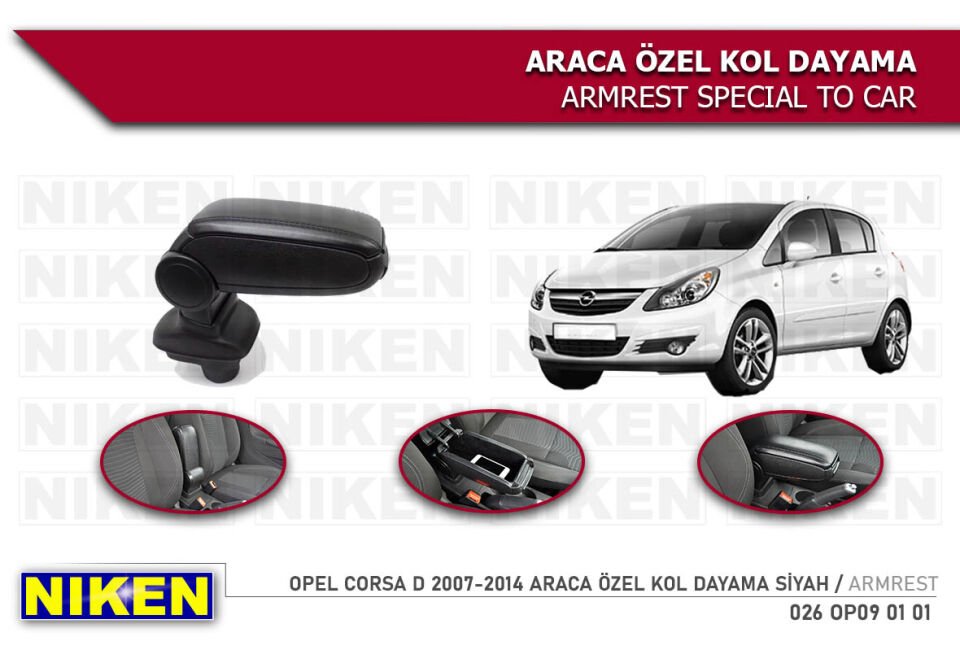 OPEL CORSA D 2007-2014 ARACA ÖZEL KOL DAYAMA SİYAH