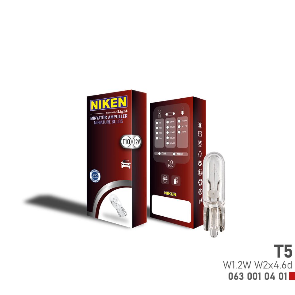 NIKEN T5 MINYATUR AMPUL W1.2W W2x4.6d (12V)