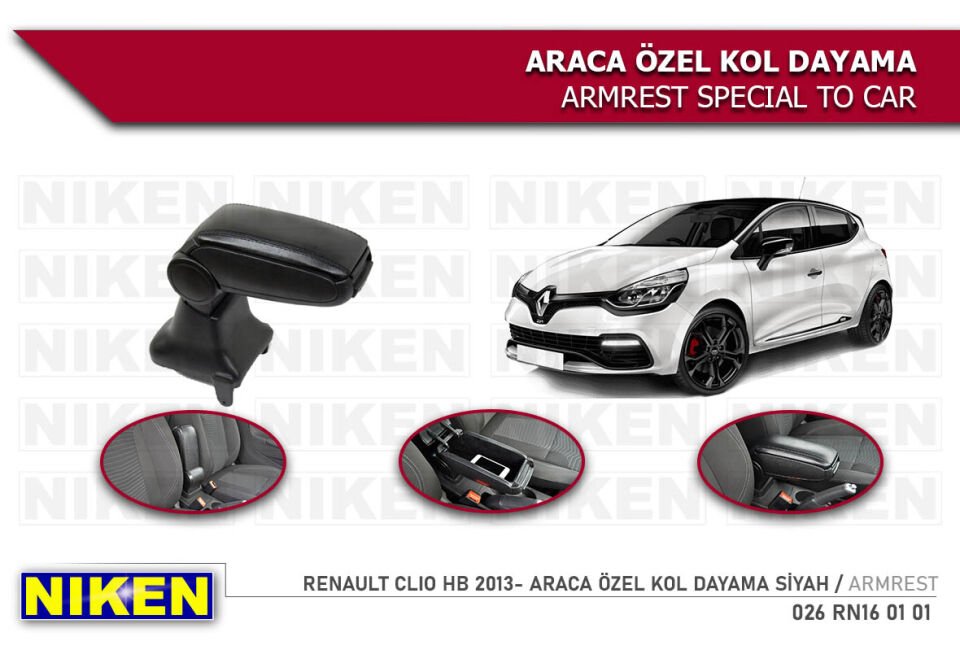 RENAULT CLIO 4 HB 2013-2019 ARACA ÖZEL KOL DAYAMA SİYAH