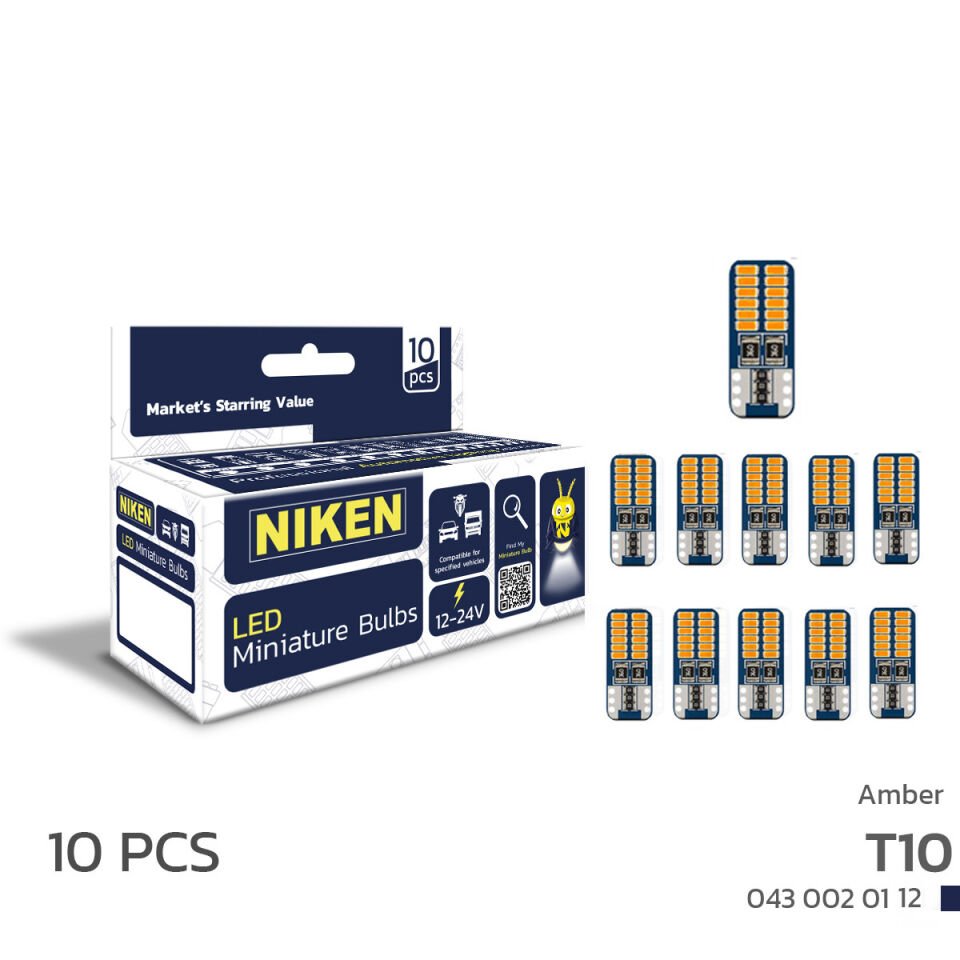 LED AMPUL T10 CANBUS PARK LEDİ 24LEDLİ TURUNCU 10LU