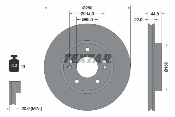HYUNDAI IONIQ/NIRO 2016-2019 FREN DISKI ÖN 51712G2100 TEXTAR 2'li Paket