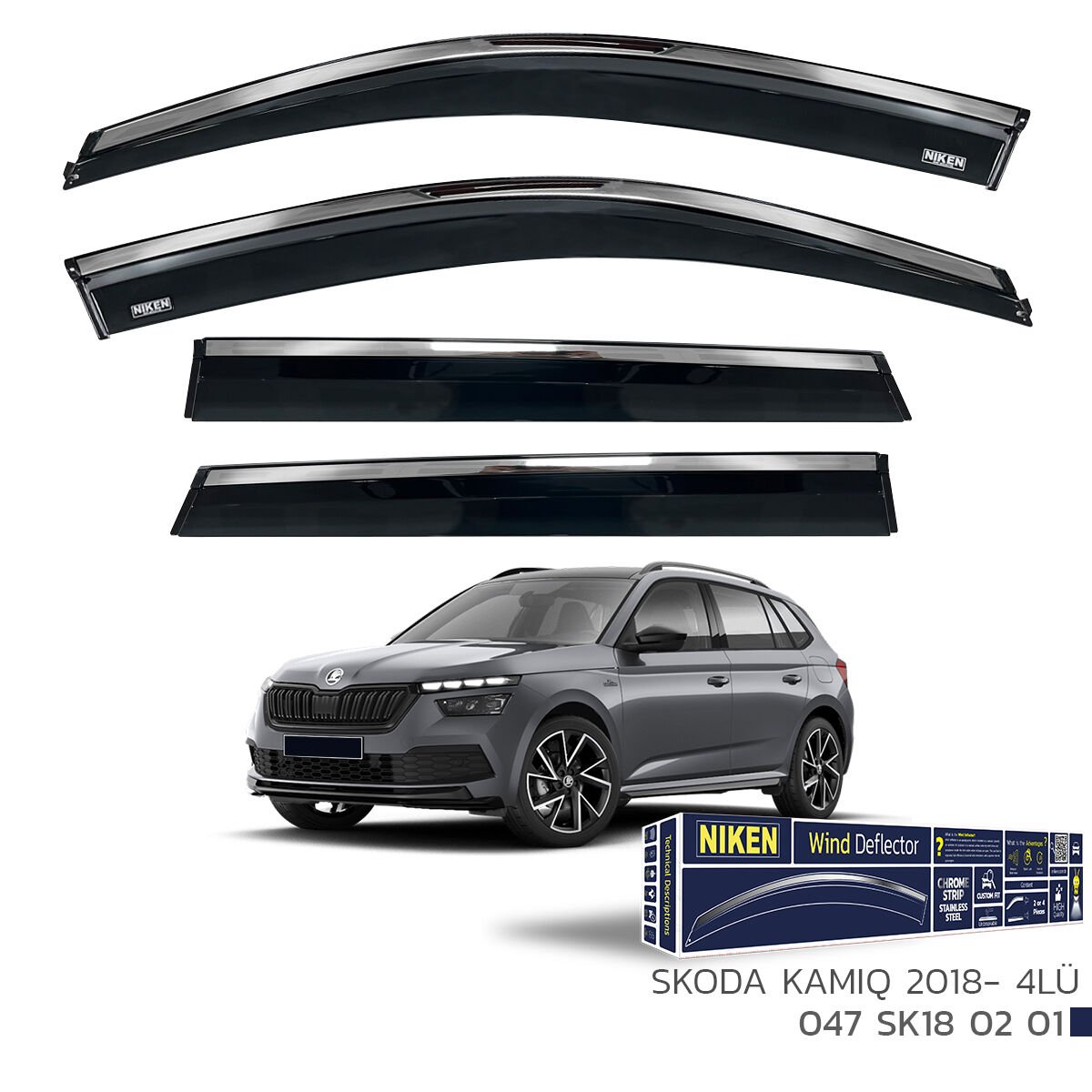 SKODA KAMIQ 2018- KROMLU CAM RÜZGARLIĞI 4LÜ